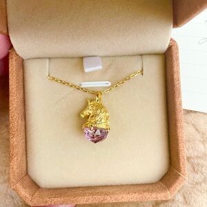 Gold Vermeil and Amethyst Unicorn Pendant Necklace